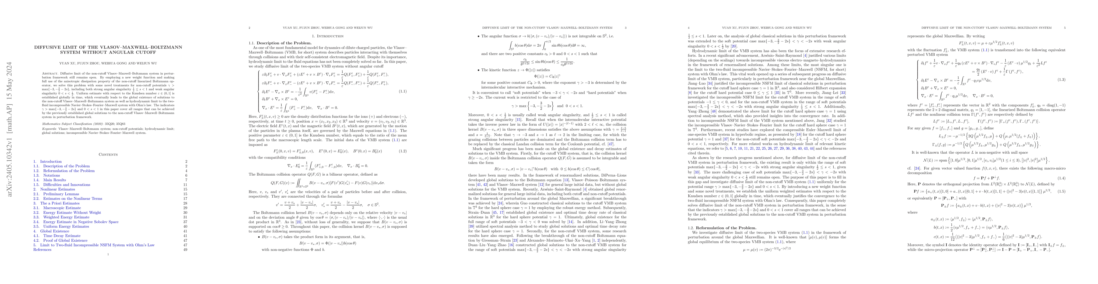 Thumbnail for Diffusive Limit of the Vlasov-Maxwell-Boltzmann System without Angular
  Cutoff