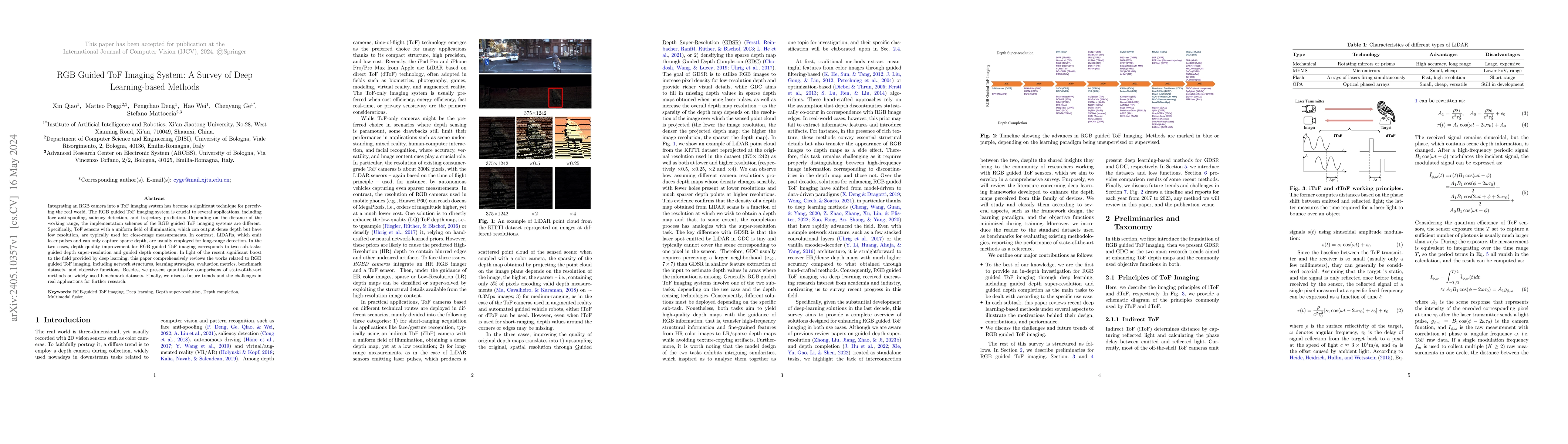 Thumbnail for RGB Guided ToF Imaging System: A Survey of Deep Learning-based Methods