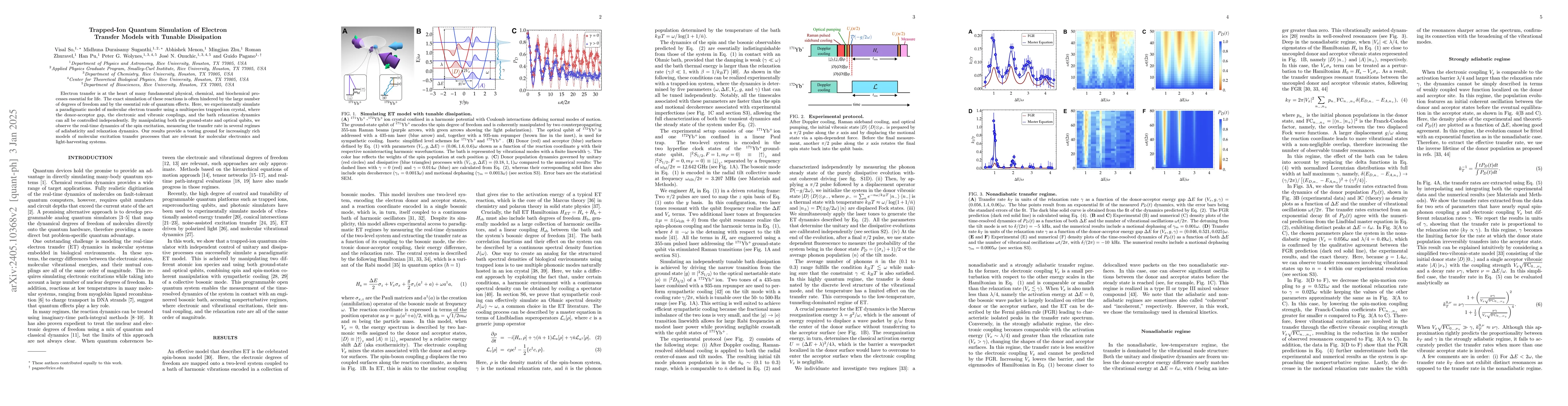 Thumbnail for Trapped-Ion Quantum Simulation of Electron Transfer Models with Tunable
  Dissipation