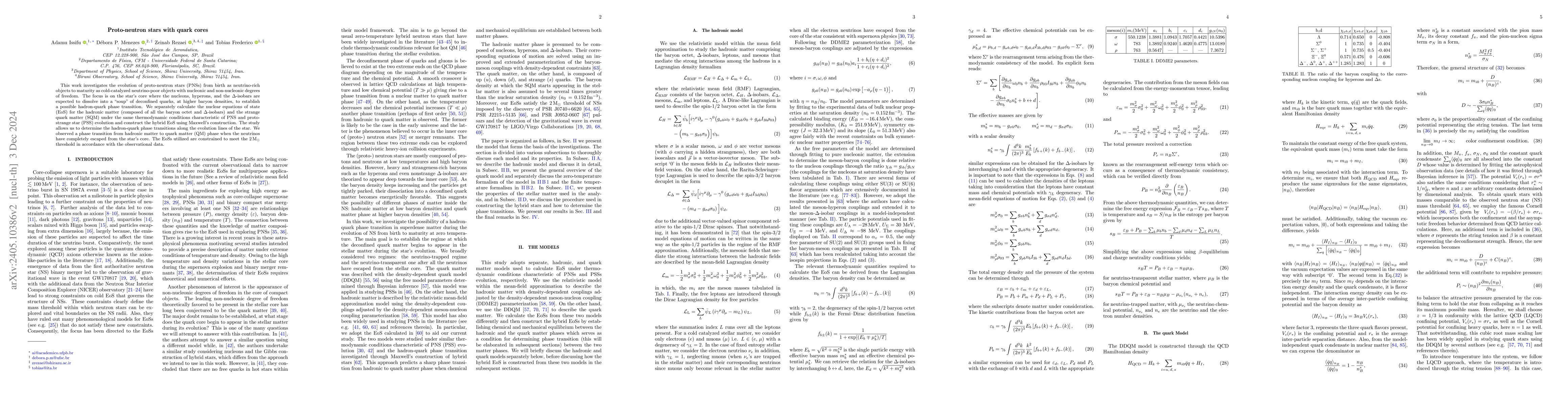 Thumbnail for Proto-neutron stars with quark cores
