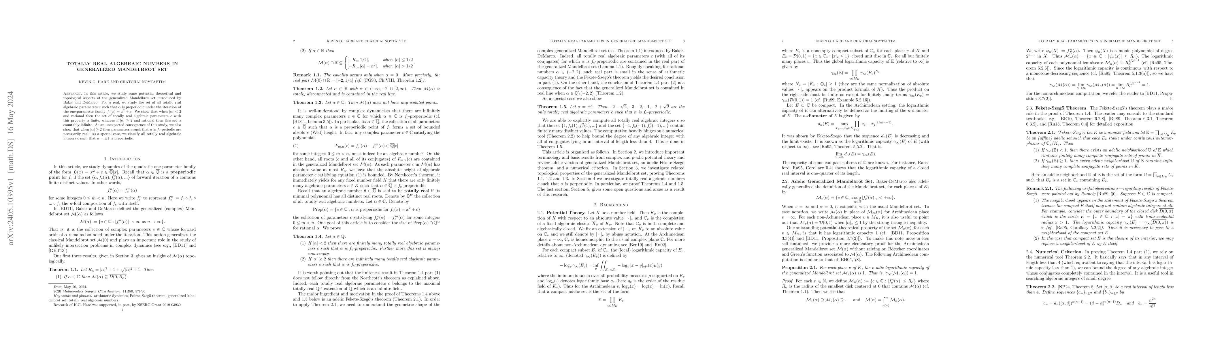Thumbnail for Totally real algebraic numbers in generalized Mandelbrot set