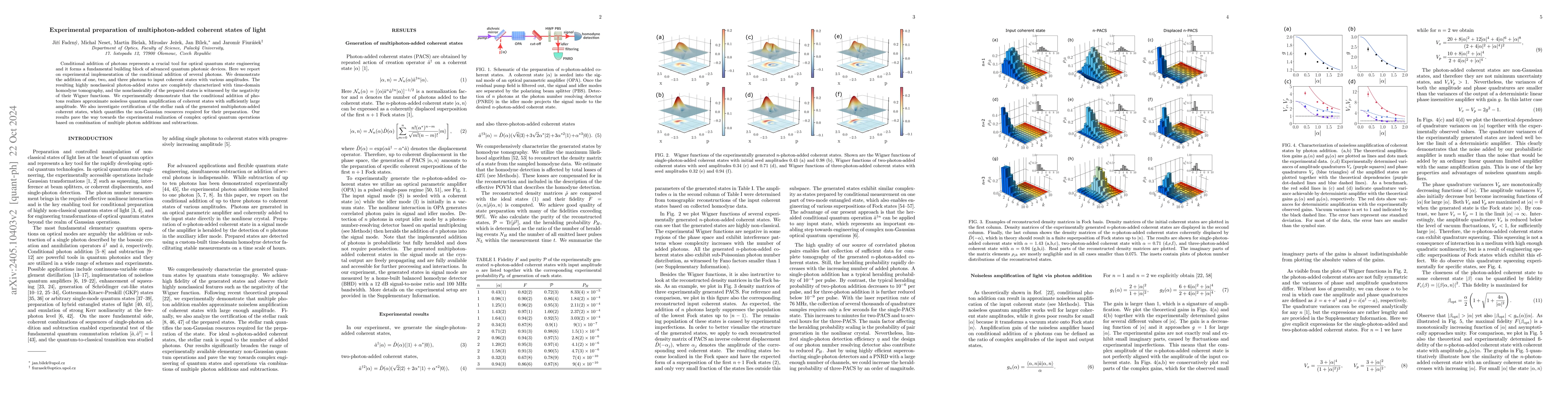 Thumbnail for Experimental preparation of multiphoton-added coherent states of light