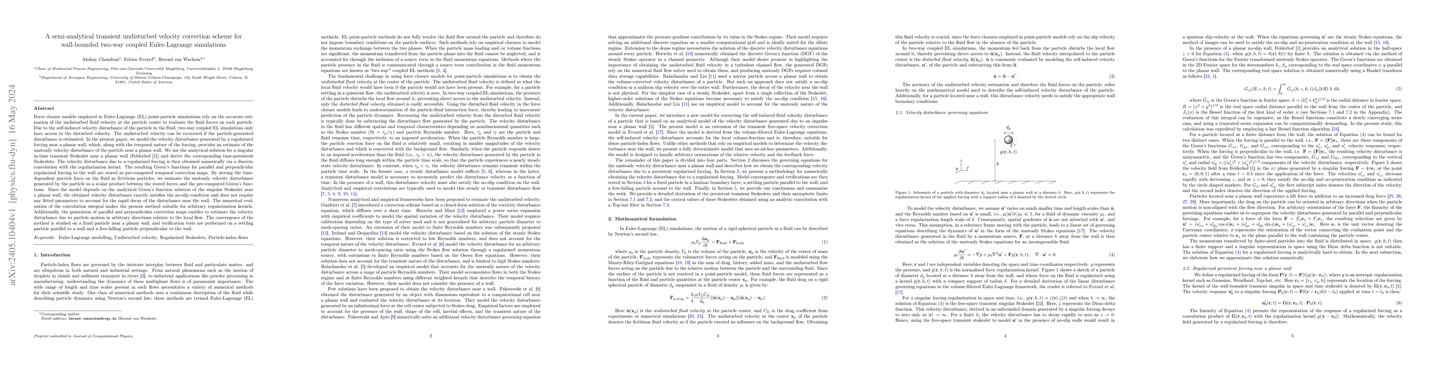 Thumbnail for A semi-analytical transient undisturbed velocity correction scheme for
  wall-bounded two-way coupled Euler-Lagrange simulations