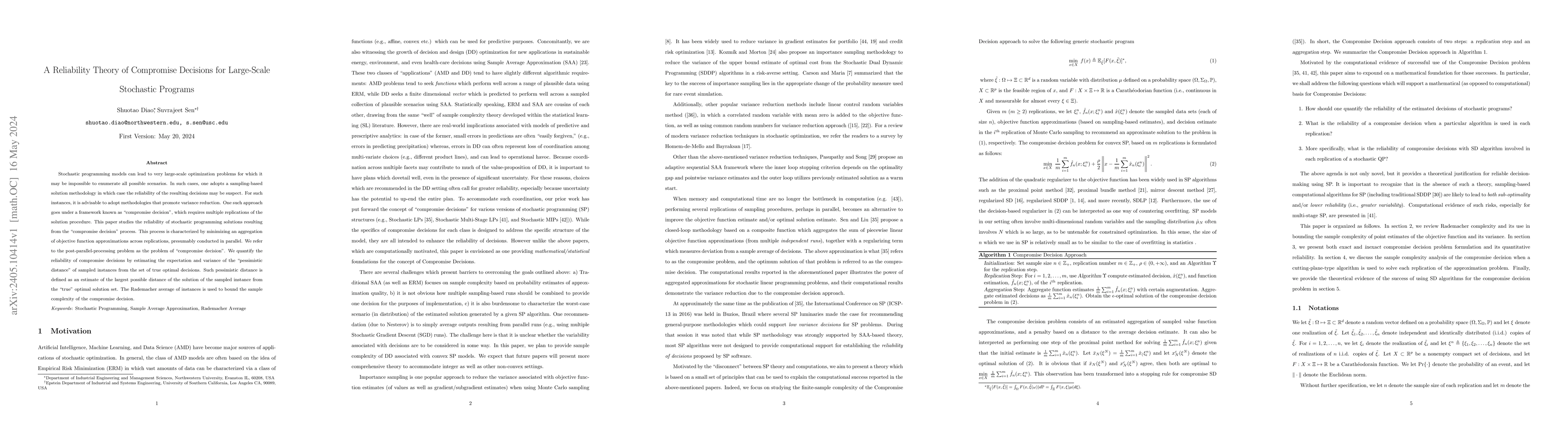 Thumbnail for A Reliability Theory of Compromise Decisions for Large-Scale Stochastic
  Programs