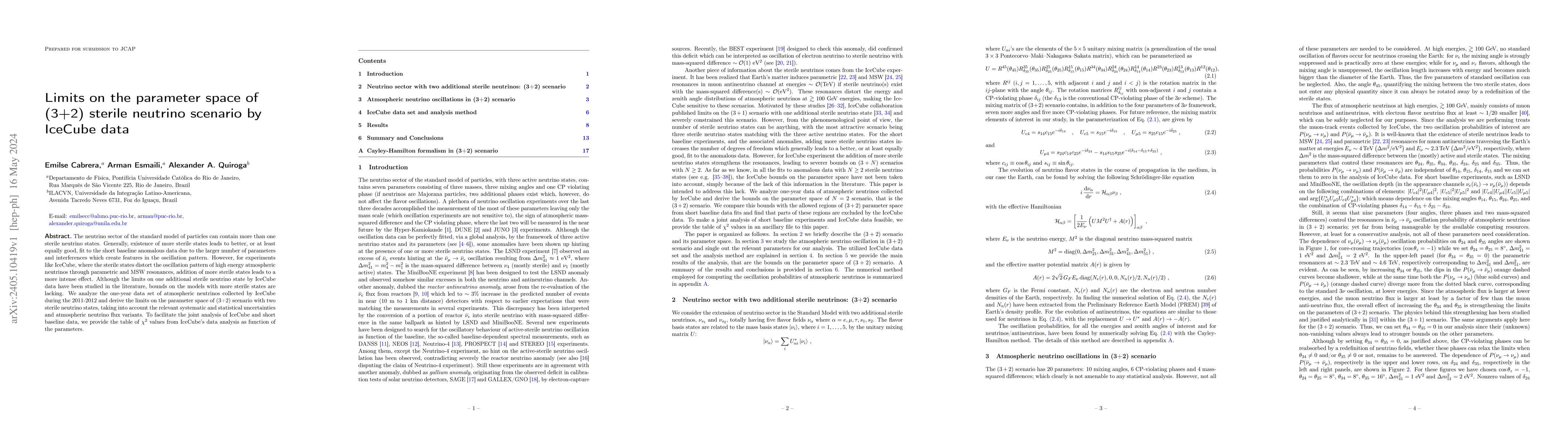 Thumbnail for Limits on the parameter space of (3+2) sterile neutrino scenario by
  IceCube data