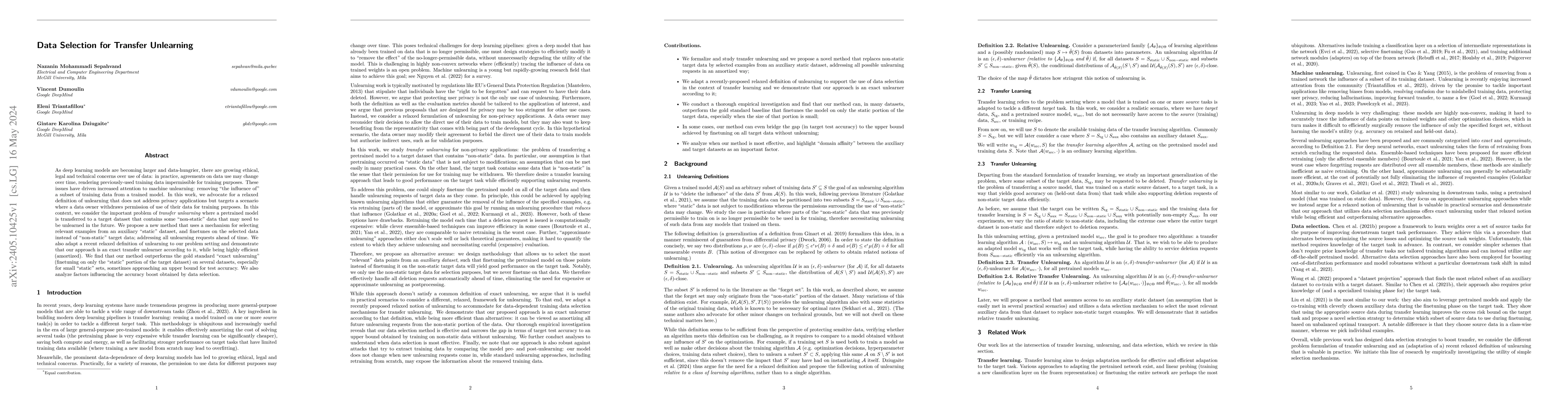 Thumbnail for Data Selection for Transfer Unlearning