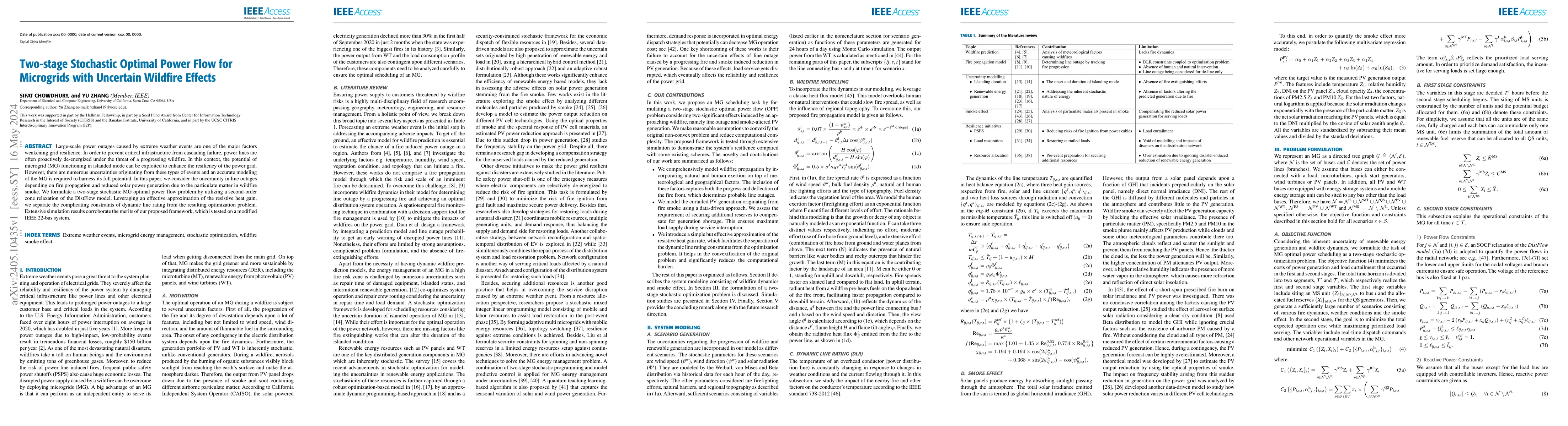 Thumbnail for Two-Stage Stochastic Optimal Power Flow for Microgrids With Uncertain
  Wildfire Effects