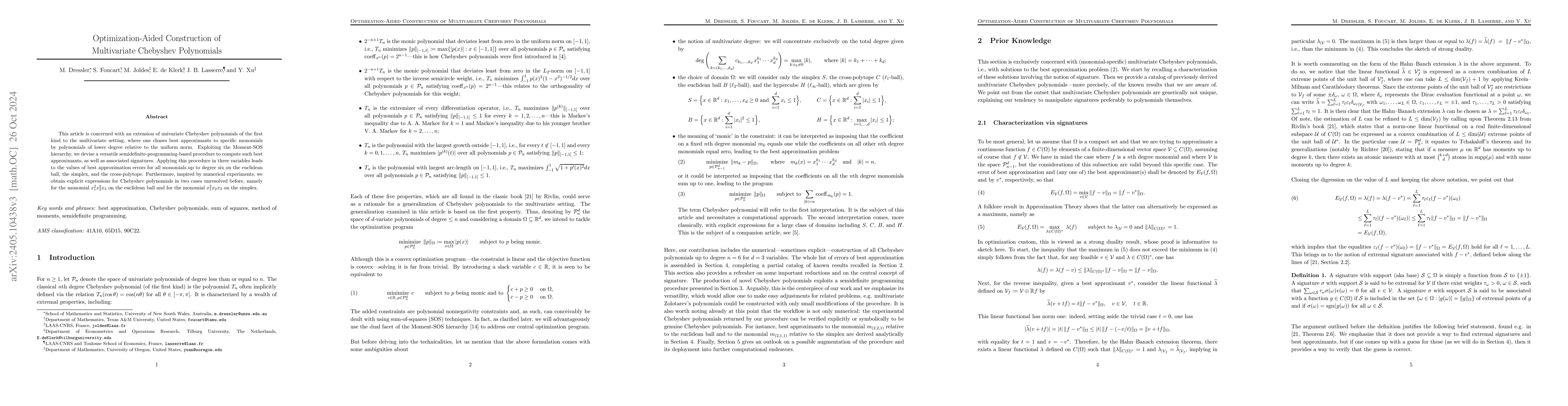 Thumbnail for Optimization-Aided Construction of Multivariate Chebyshev Polynomials