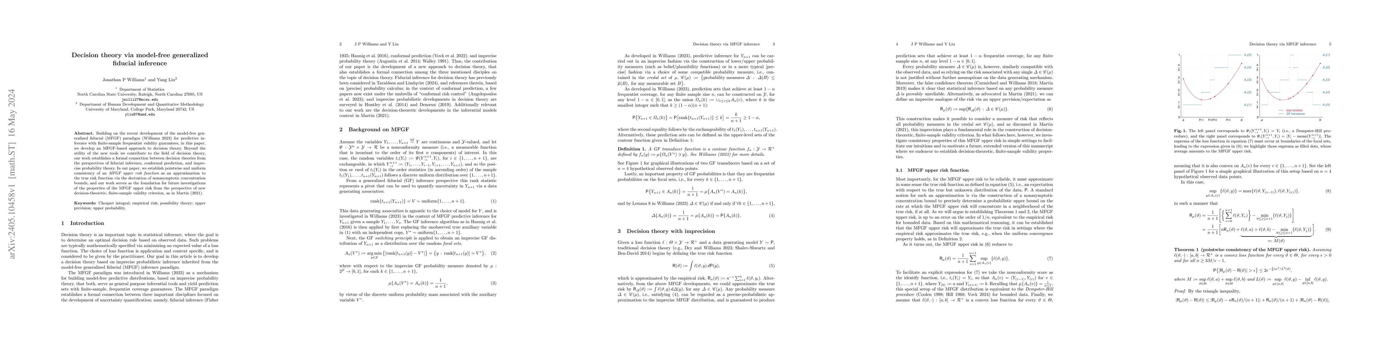 Thumbnail for Decision theory via model-free generalized fiducial inference