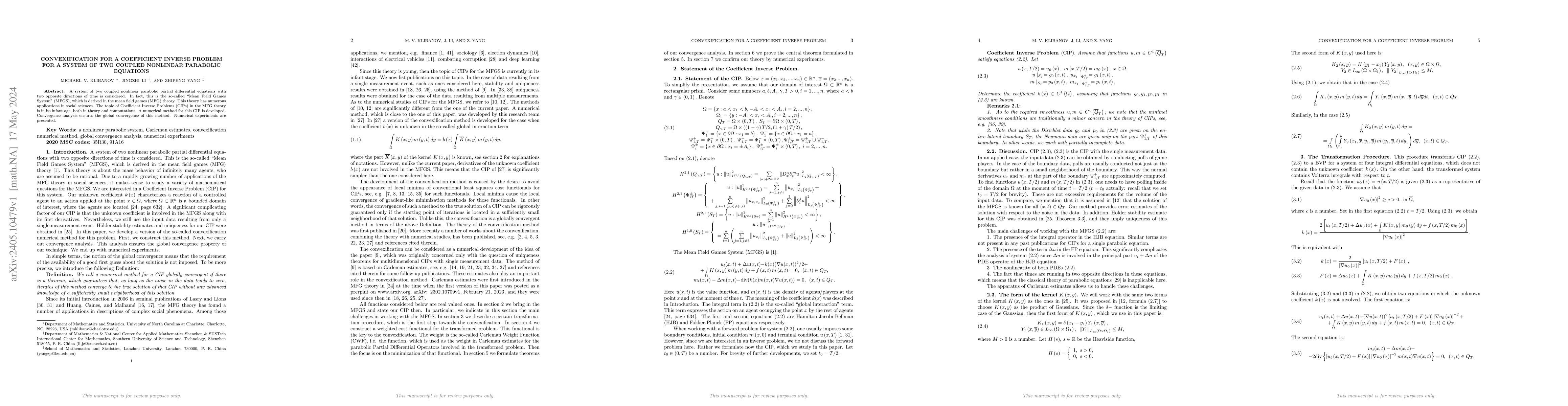 Thumbnail for Convexification for a Coefficient Inverse Problem for a System of Two
  Coupled Nonlinear Parabolic Equations