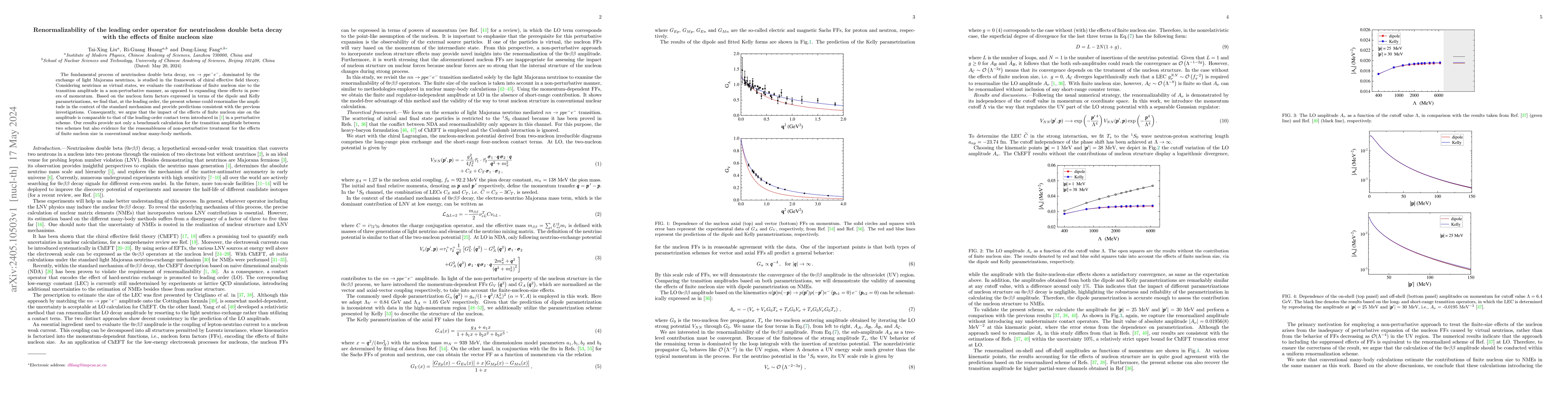 Thumbnail for Renormalizability of the leading order operator for neutrinoless double
  beta decay with the effects of finite nucleon size