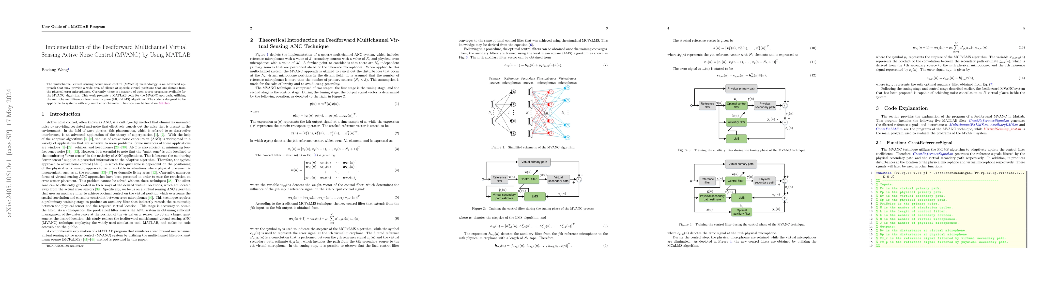 Thumbnail for Implementation of the Feedforward Multichannel Virtual Sensing Active
  Noise Control (MVANC) by Using MATLAB