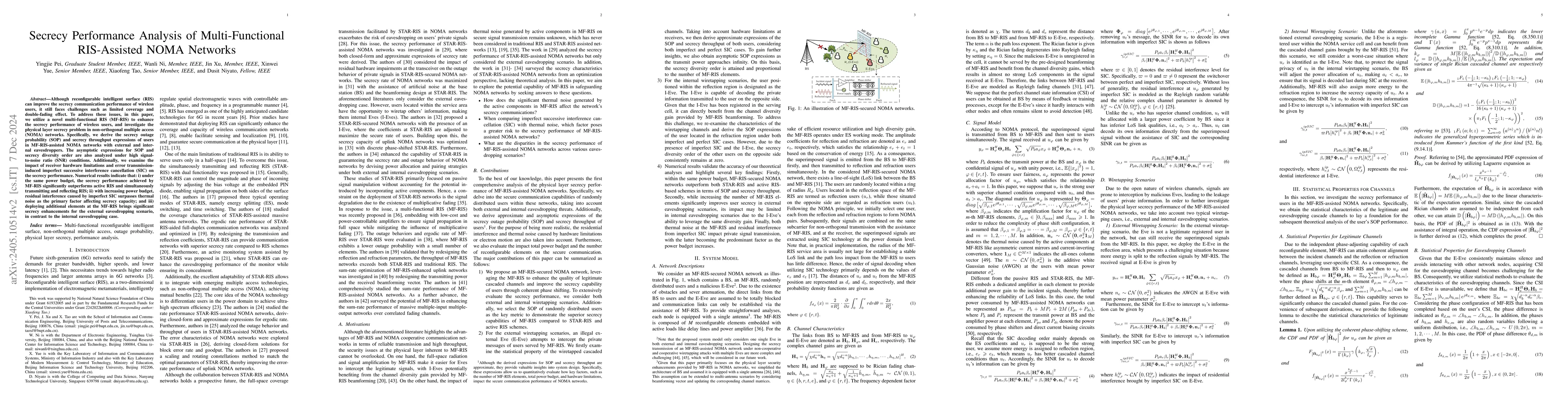 Thumbnail for Secrecy Performance Analysis of Multi-Functional RIS-Assisted NOMA
  Networks