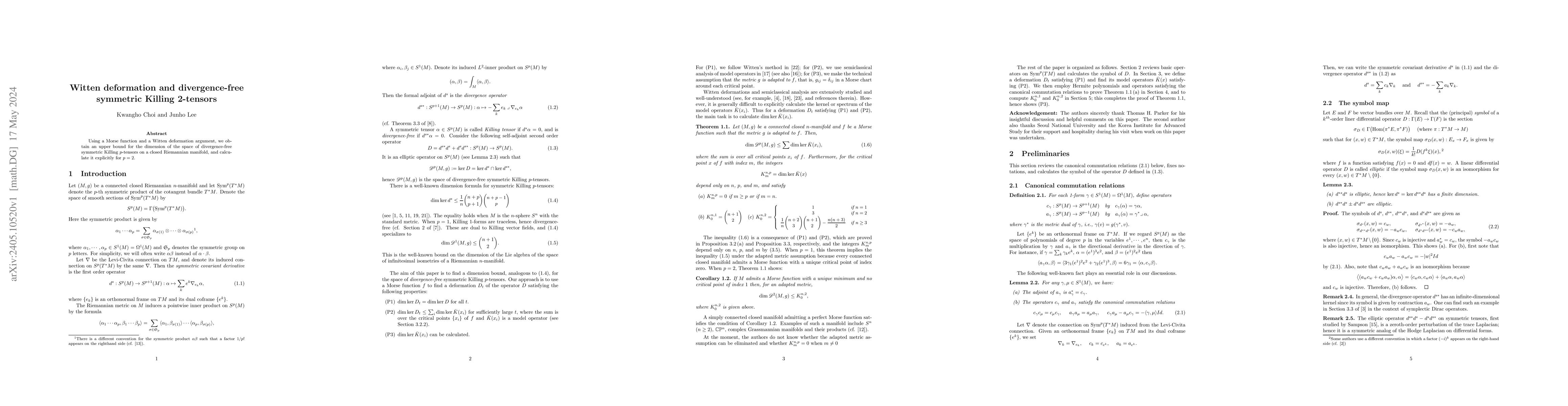 Thumbnail for Witten deformation and divergence-free symmetric Killing 2-tensors