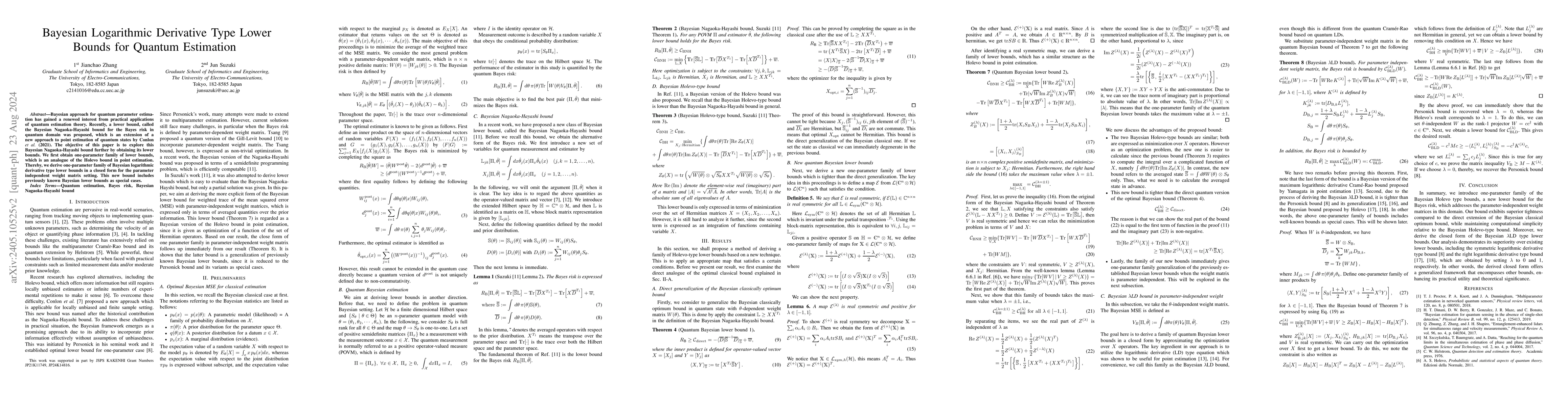 Thumbnail for Bayesian Logarithmic Derivative Type Lower Bounds for Quantum Estimation