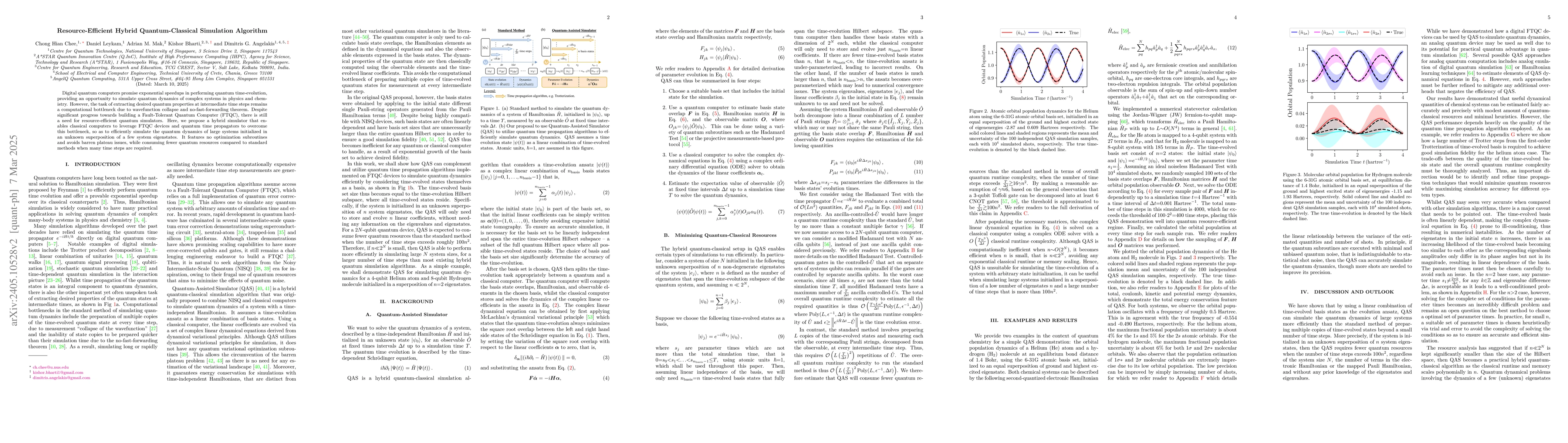 Thumbnail for Resource-Efficient Hybrid Quantum-Classical Simulation Algorithm