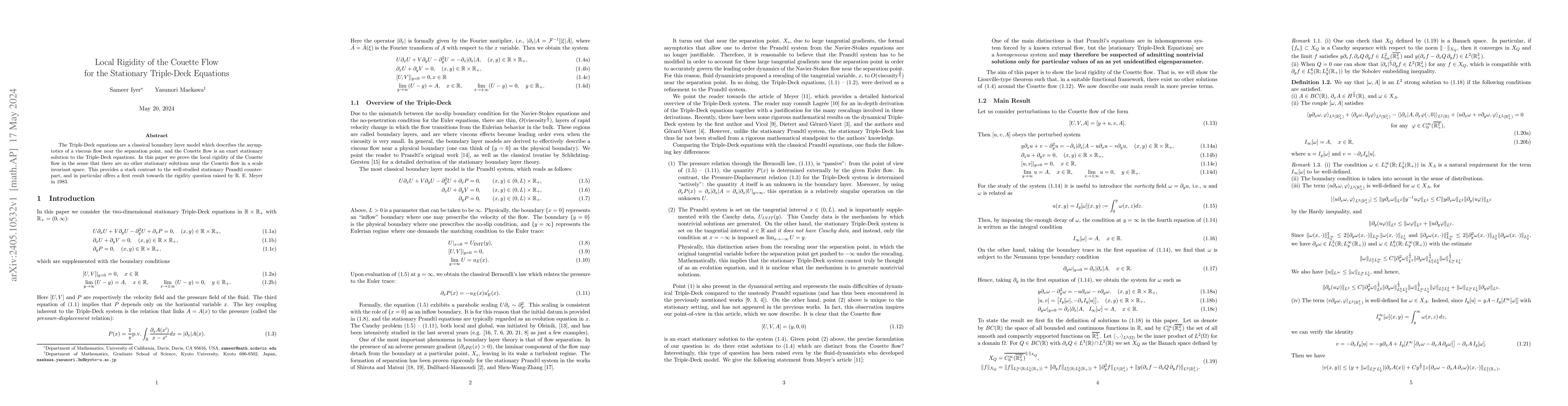 Thumbnail for Local Rigidity of the Couette Flow for the Stationary Triple-Deck
  Equations