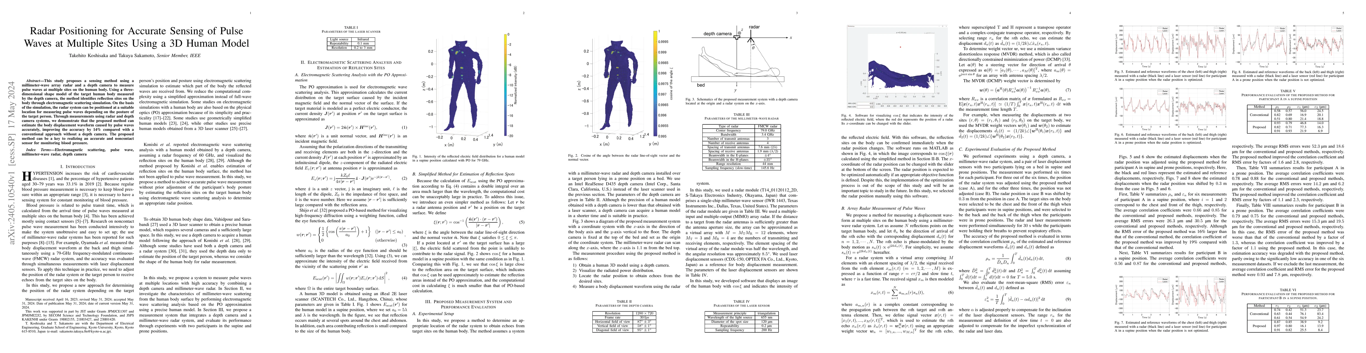 Thumbnail for Radar Positioning for Accurate Sensing of Pulse Waves at Multiple Sites
  Using a 3D Human Model