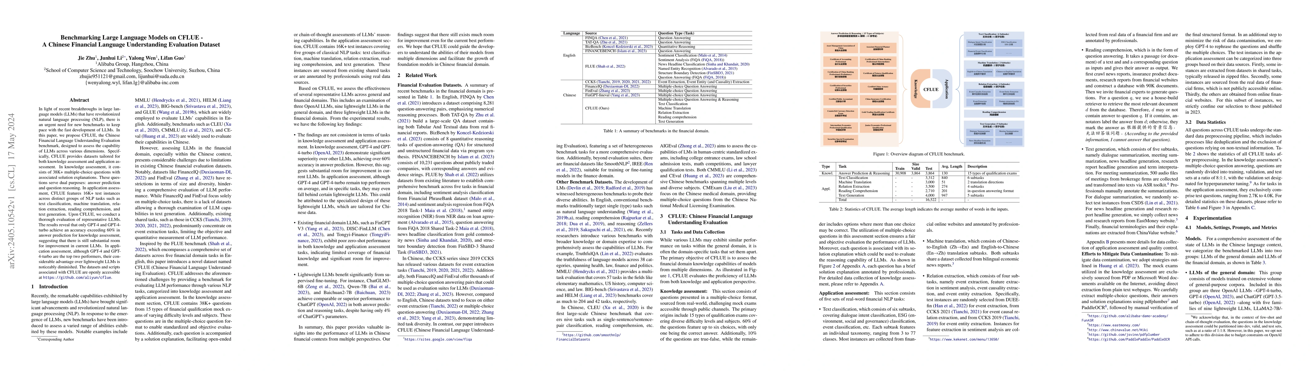 Thumbnail for Benchmarking Large Language Models on CFLUE -- A Chinese Financial
  Language Understanding Evaluation Dataset