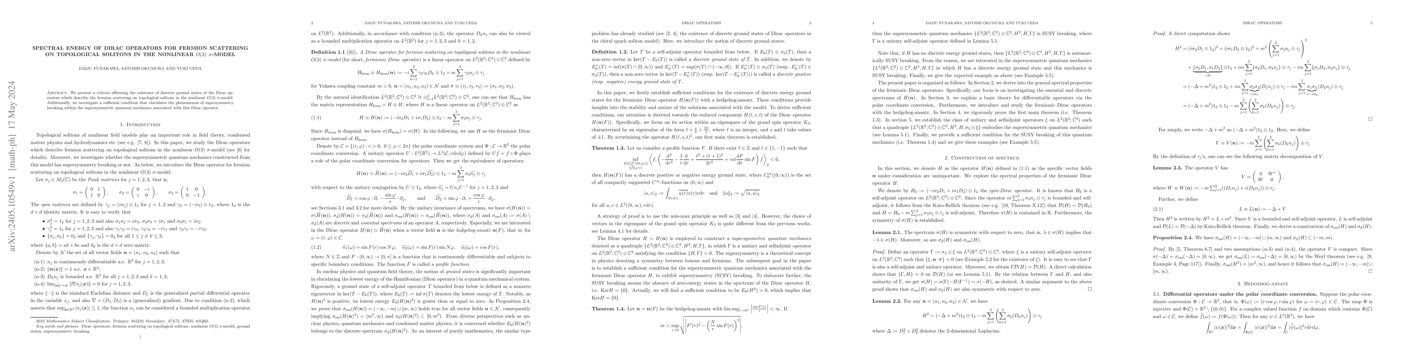 Thumbnail for Spectral energy of Dirac operators for fermion scattering on topological
  solitons in the nonlinear $O(3)$ $\sigma$-model