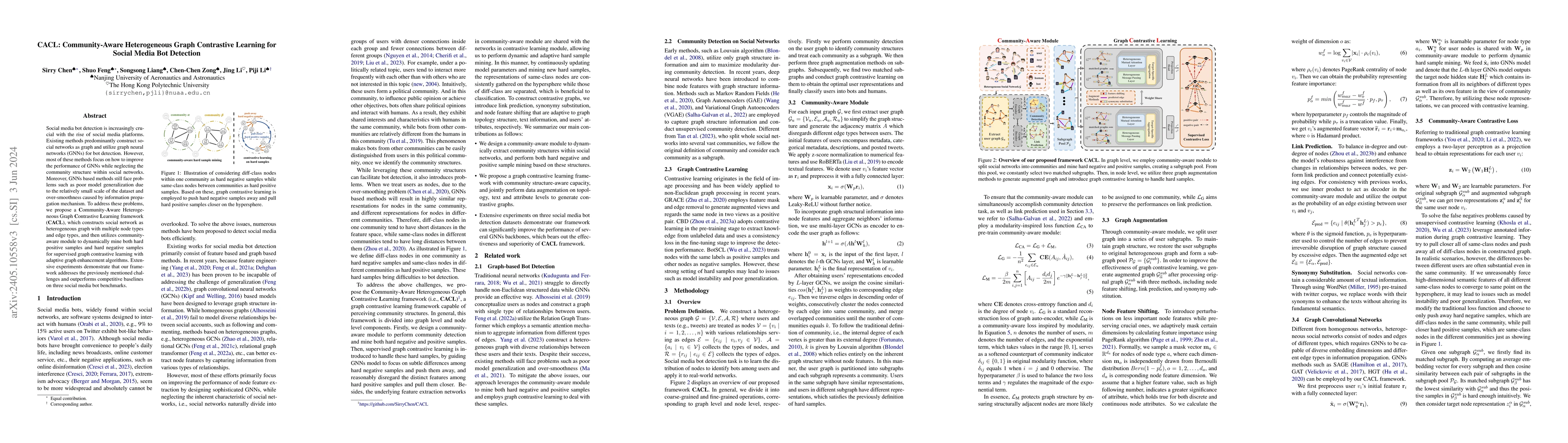 Thumbnail for CACL: Community-Aware Heterogeneous Graph Contrastive Learning for
  Social Media Bot Detection
