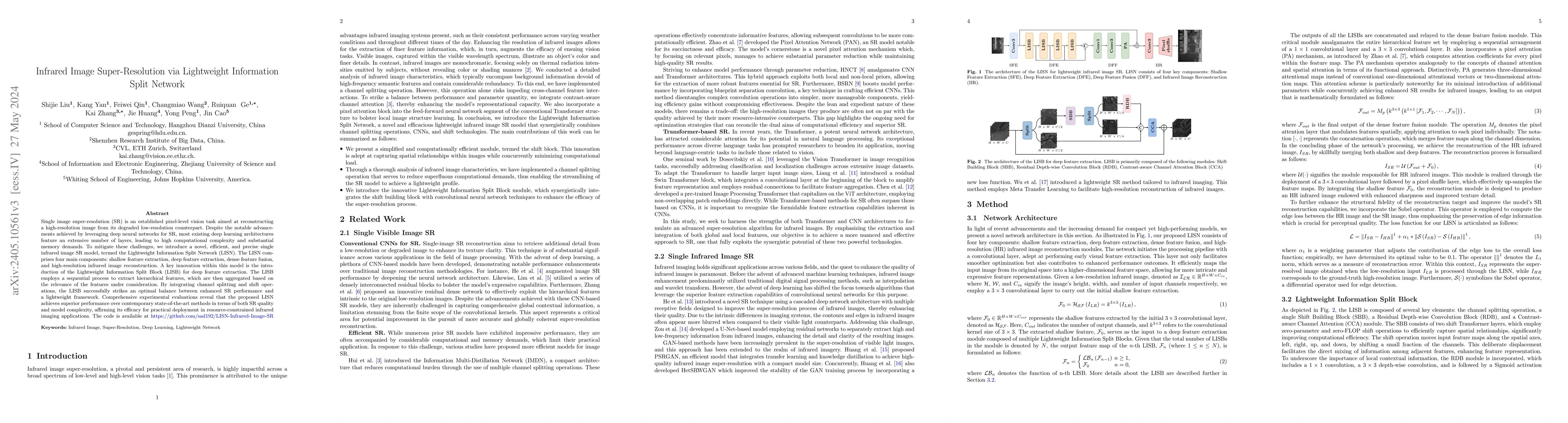 Thumbnail for Infrared Image Super-Resolution via Lightweight Information Split
  Network