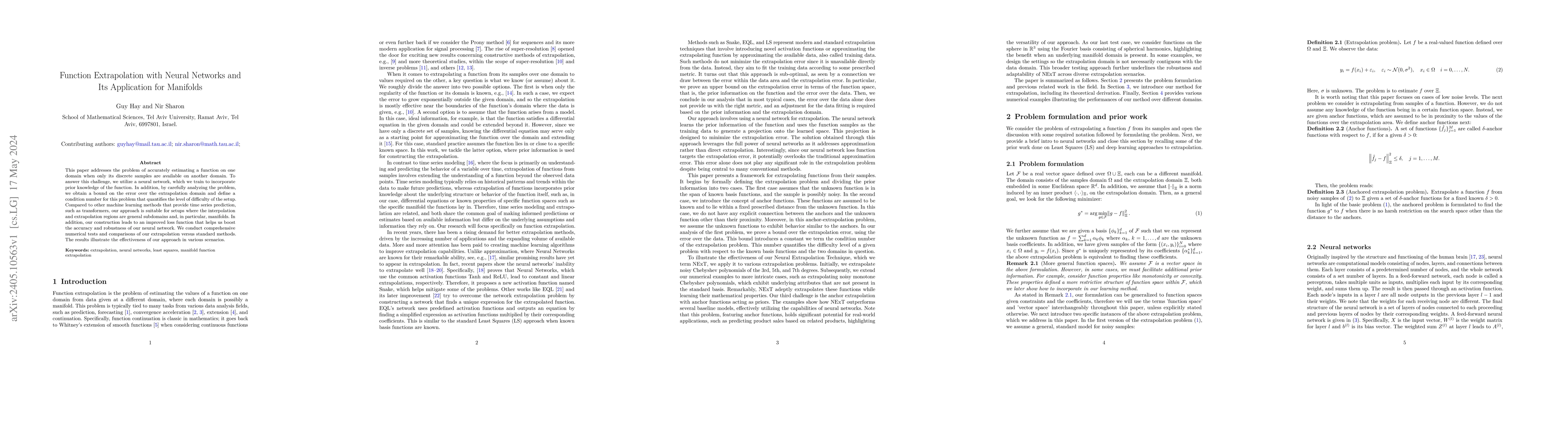 Thumbnail for Function Extrapolation with Neural Networks and Its Application for
  Manifolds