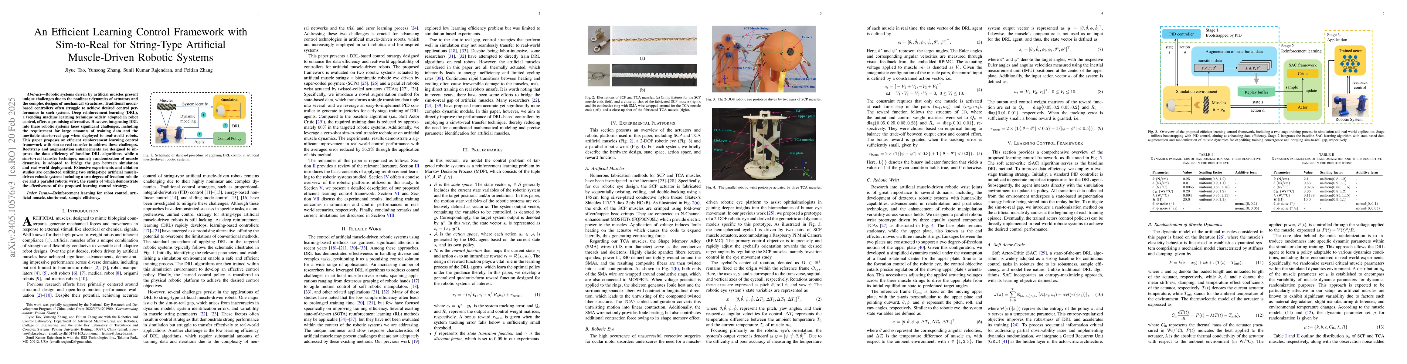 Thumbnail for An Efficient Learning Control Framework With Sim-to-Real for String-Type
  Artificial Muscle-Driven Robotic Systems