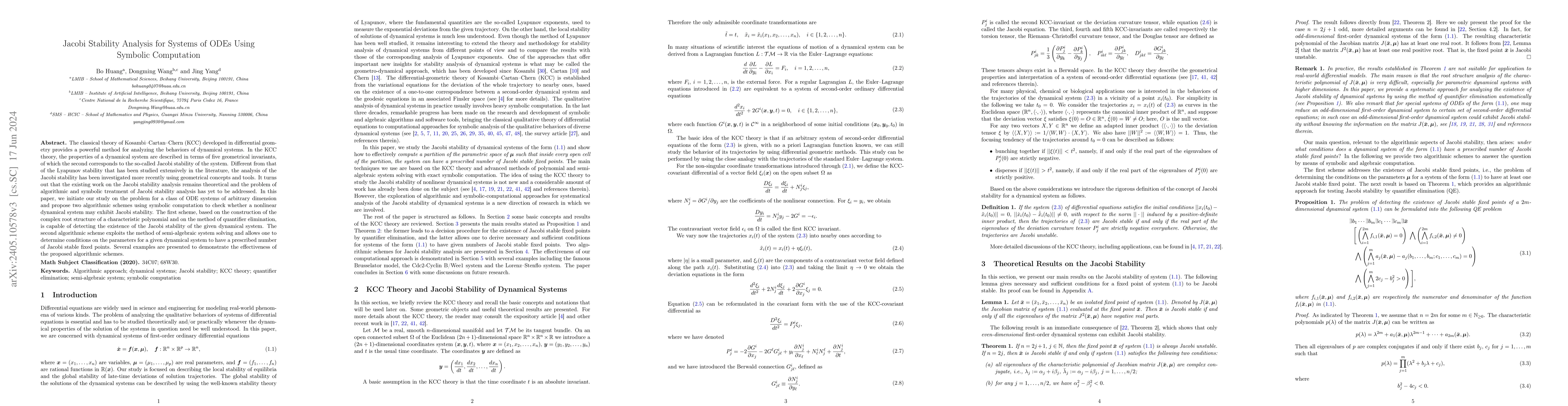 Thumbnail for Jacobi Stability Analysis for Systems of ODEs Using Symbolic Computation