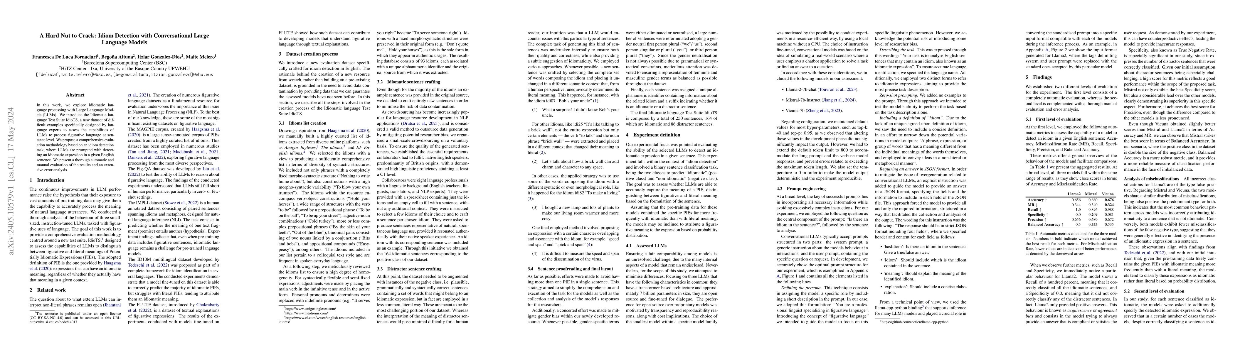 Thumbnail for A Hard Nut to Crack: Idiom Detection with Conversational Large Language
  Models