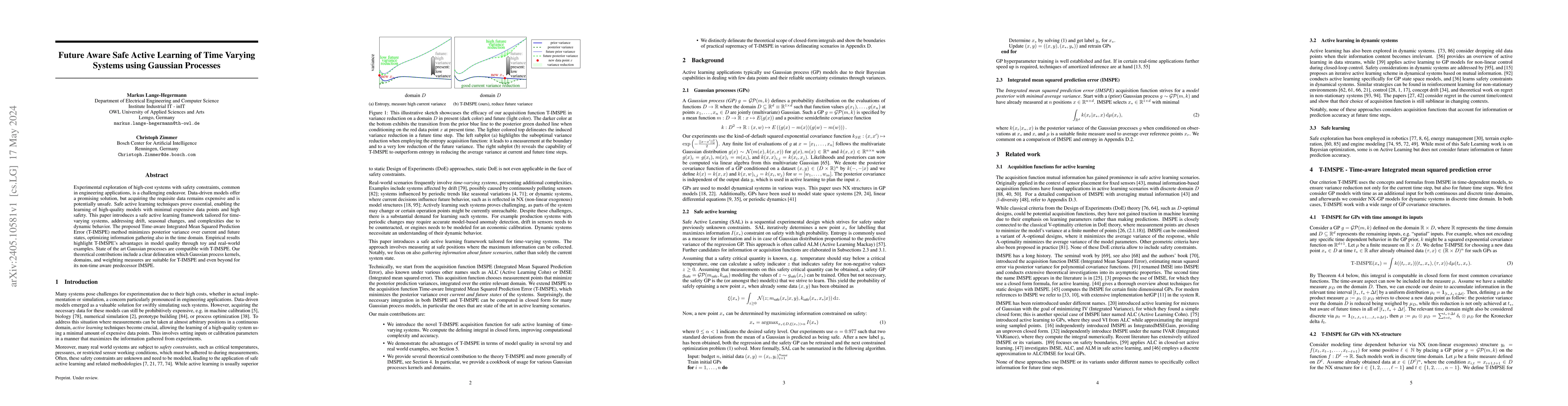 Thumbnail for Future Aware Safe Active Learning of Time Varying Systems using Gaussian
  Processes