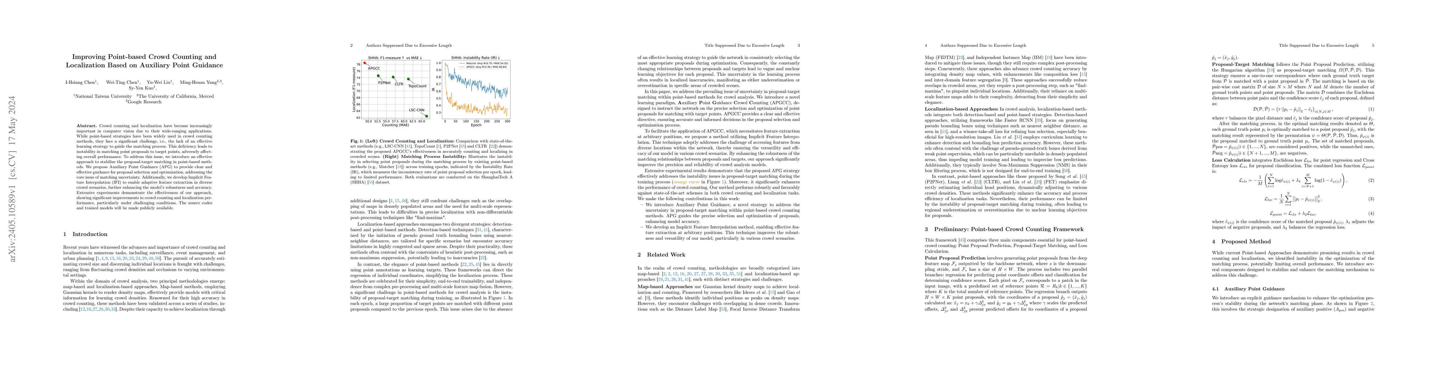 Thumbnail for Improving Point-based Crowd Counting and Localization Based on Auxiliary
  Point Guidance