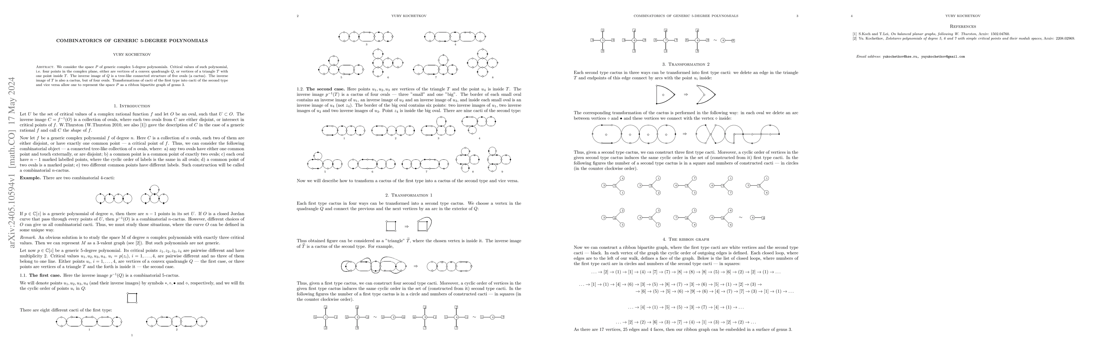 Thumbnail for Combinatorics of generic 5-degree polynomials