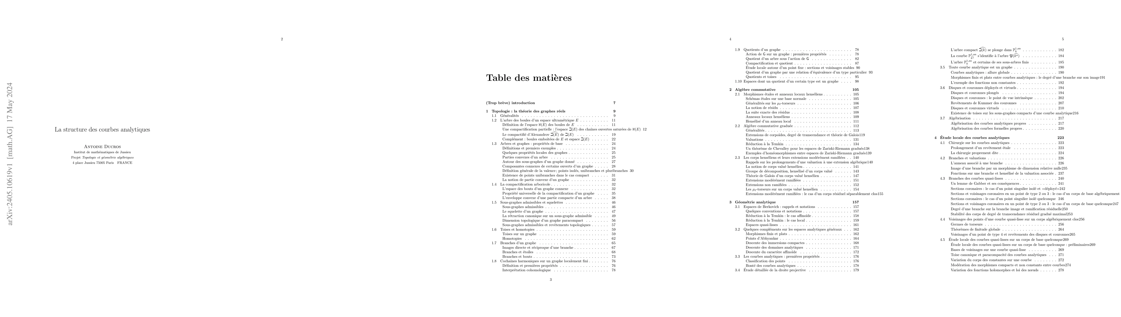 Thumbnail for La structure des courbes analytiques