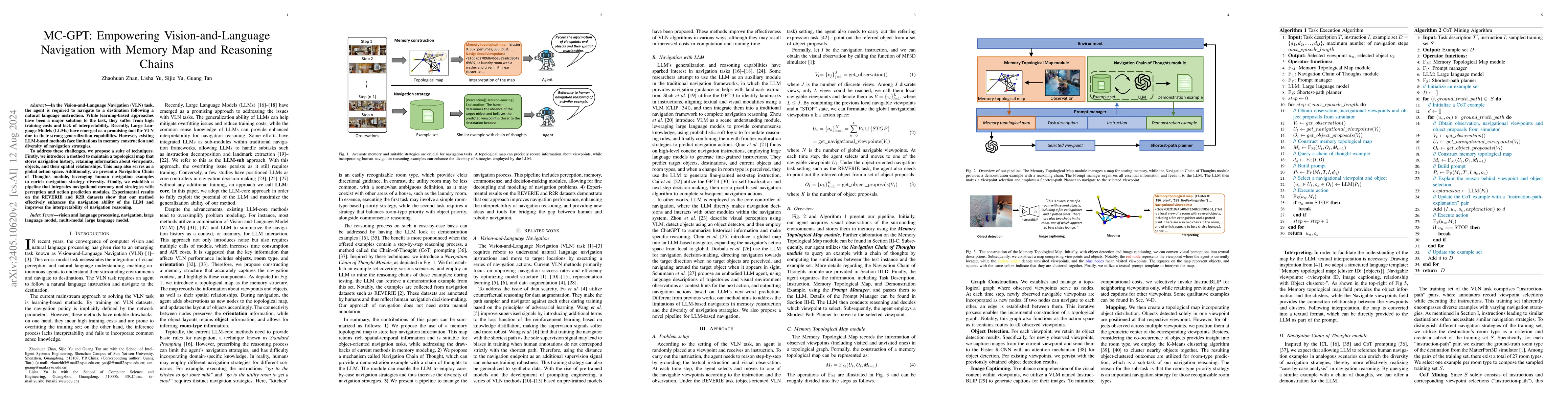 Thumbnail for MC-GPT: Empowering Vision-and-Language Navigation with Memory Map and
  Reasoning Chains