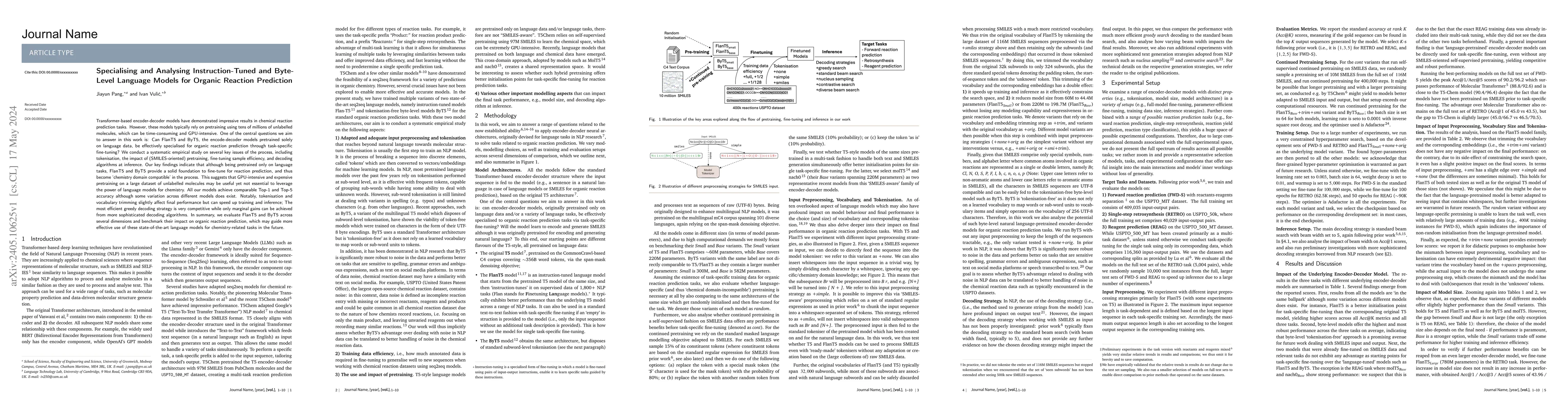Thumbnail for Specialising and Analysing Instruction-Tuned and Byte-Level Language
  Models for Organic Reaction Prediction