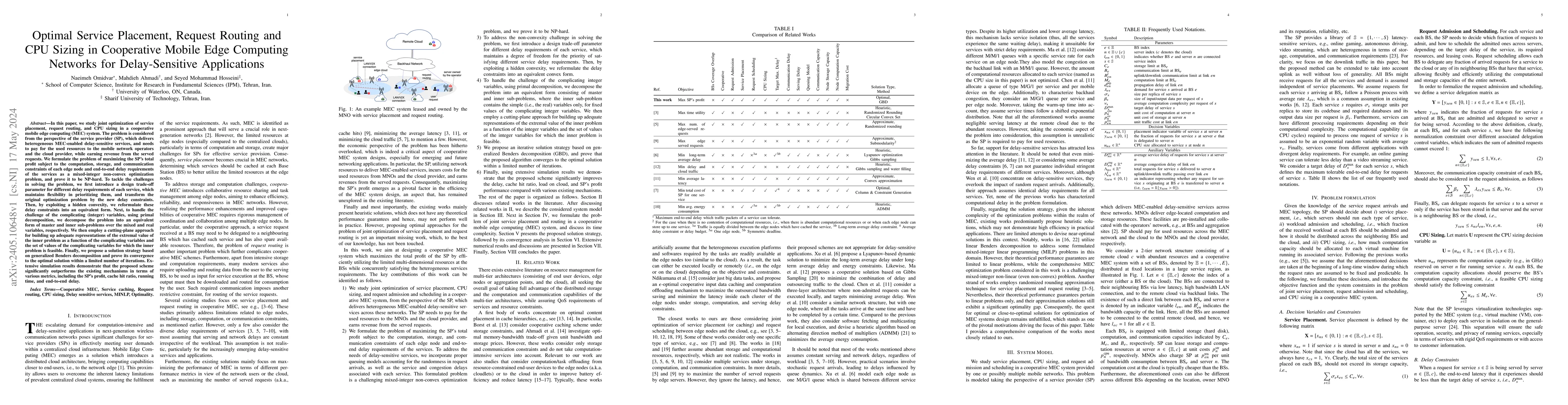 Thumbnail for Optimal Service Placement, Request Routing and CPU Sizing in Cooperative
  Mobile Edge Computing Networks for Delay-Sensitive Applications