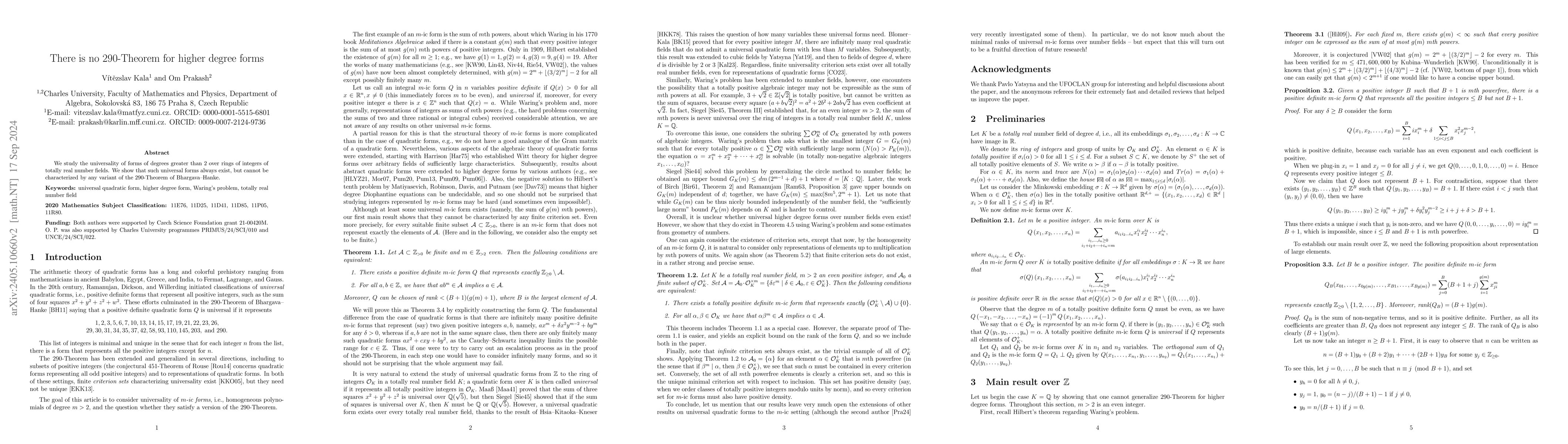 Thumbnail for There is no 290-Theorem for higher degree forms