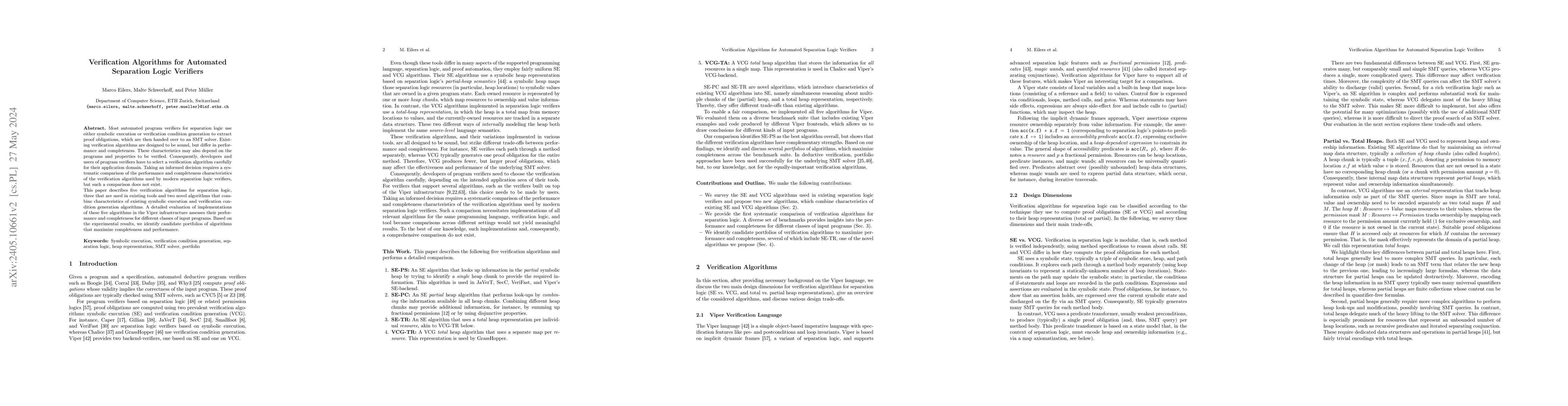 Thumbnail for Verification Algorithms for Automated Separation Logic Verifiers