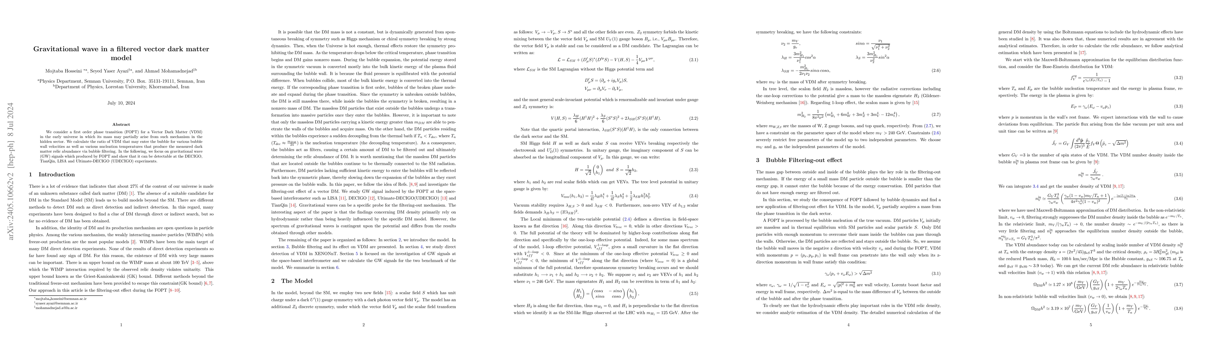 Thumbnail for Gravitational wave in a filtered vector dark matter model