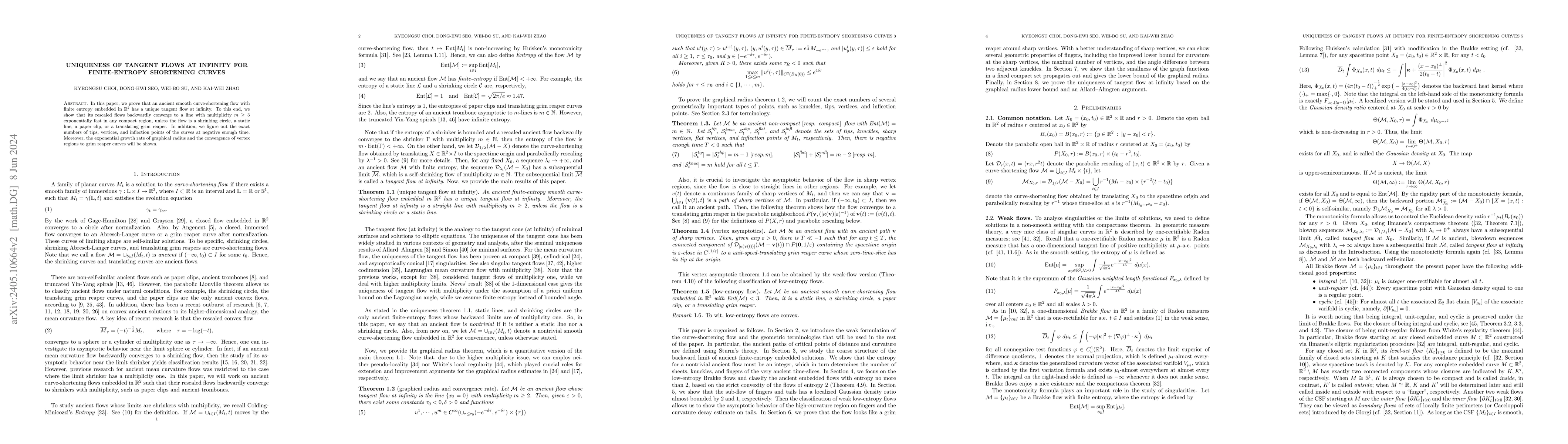 Thumbnail for Uniqueness of tangent flows at infinity for finite-entropy shortening
  curves
