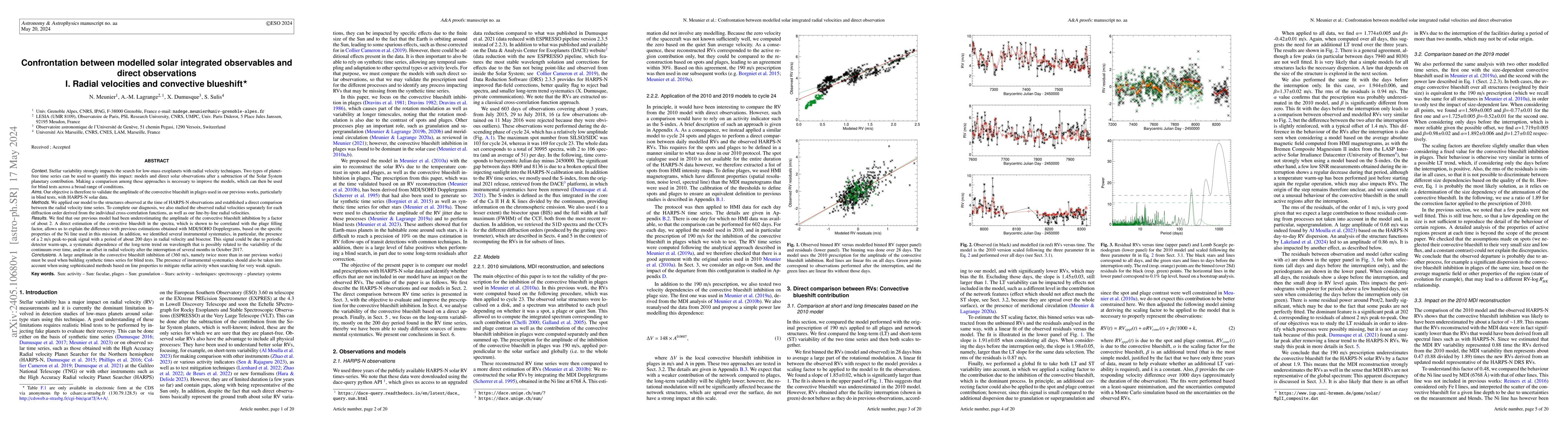 Thumbnail for Confrontation between modelled solar integrated observables and direct
  observations I. Radial velocities and convective blueshift