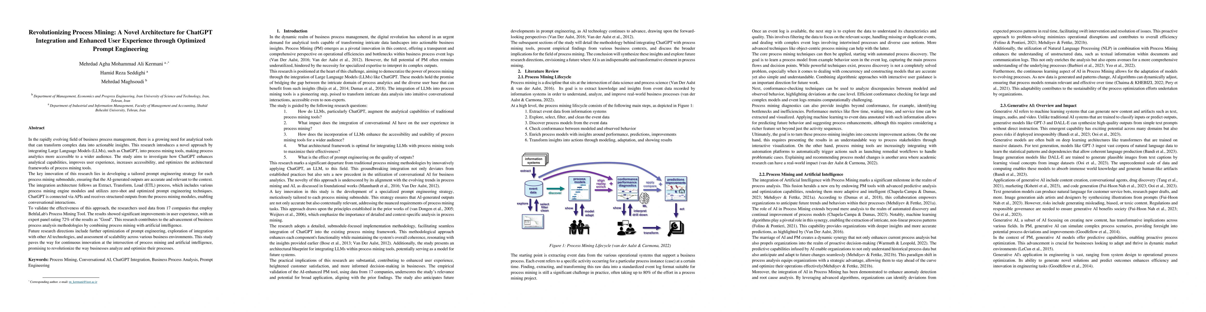 Thumbnail for Revolutionizing Process Mining: A Novel Architecture for ChatGPT
  Integration and Enhanced User Experience through Optimized Prompt Engineering