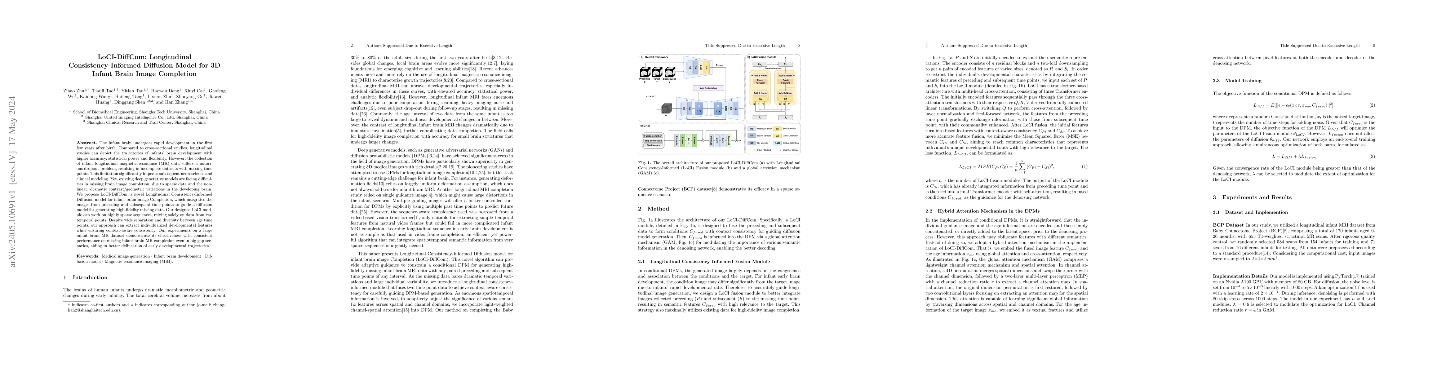 Thumbnail for LoCI-DiffCom: Longitudinal Consistency-Informed Diffusion Model for 3D
  Infant Brain Image Completion