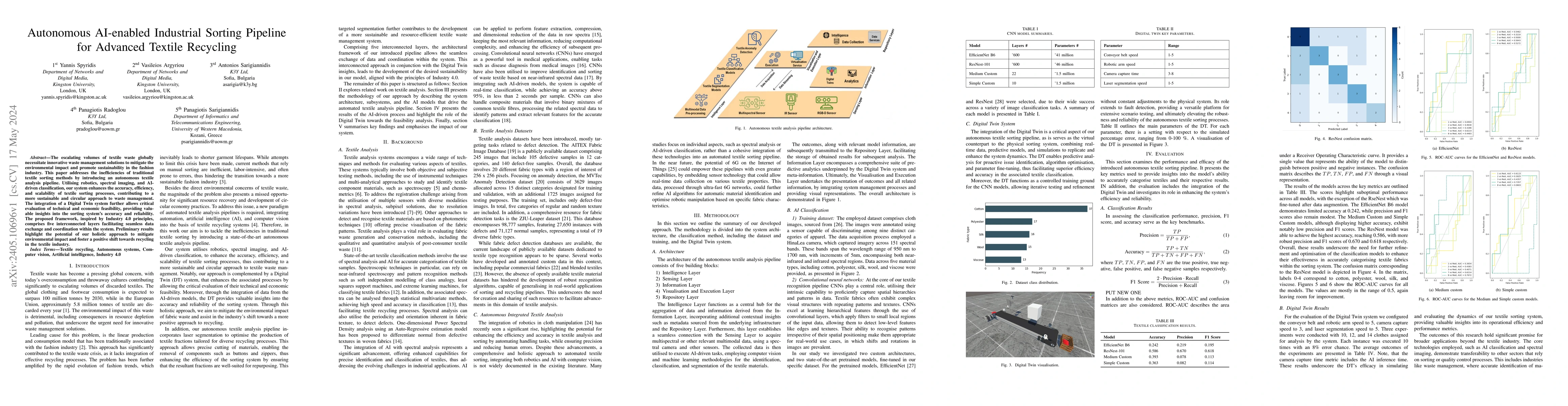 Thumbnail for Autonomous AI-enabled Industrial Sorting Pipeline for Advanced Textile
  Recycling