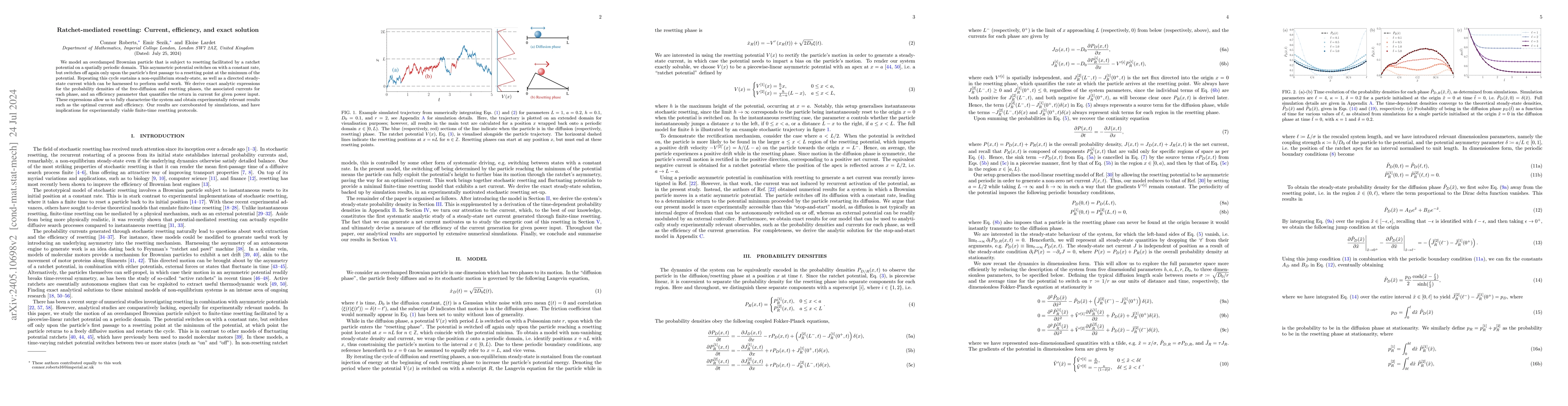 Thumbnail for Ratchet-mediated resetting: Current, efficiency, and exact solution