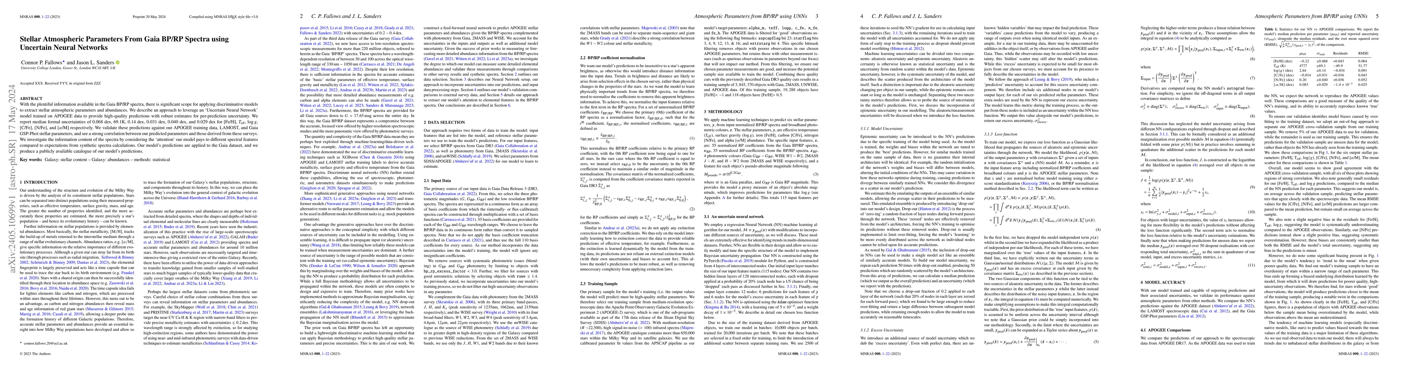 Thumbnail for Stellar Atmospheric Parameters From Gaia BP/RP Spectra using Uncertain
  Neural Networks
