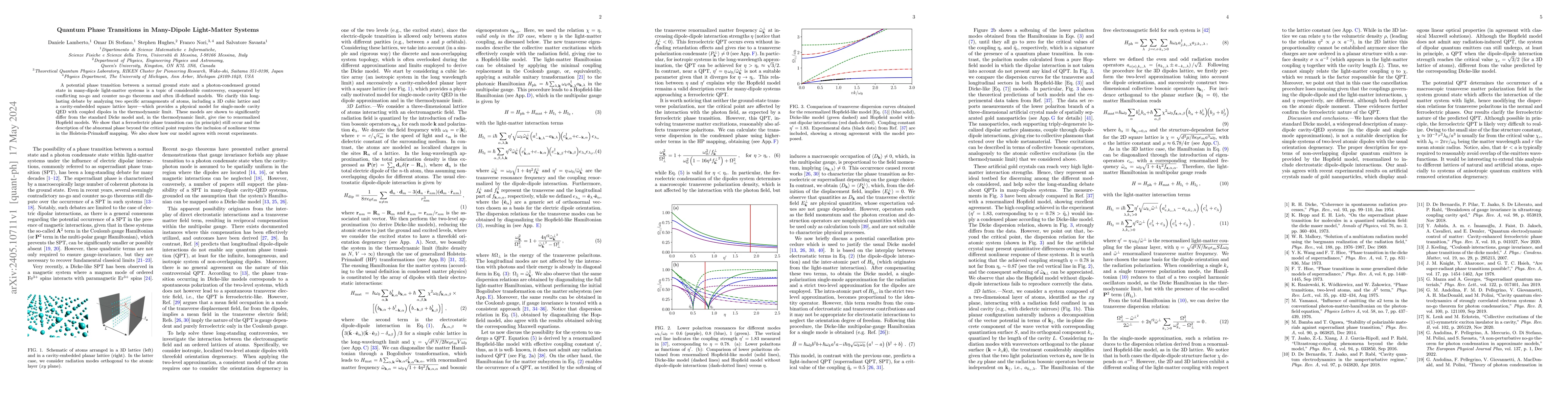 Thumbnail for Quantum Phase Transitions in Many-Dipole Light-Matter Systems