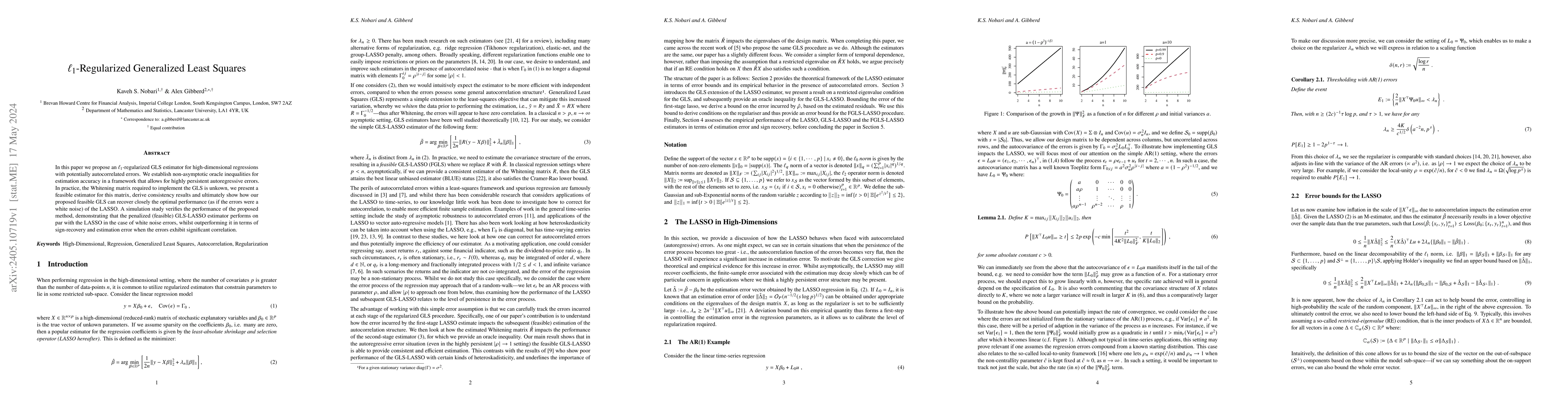 Thumbnail for $\ell_1$-Regularized Generalized Least Squares