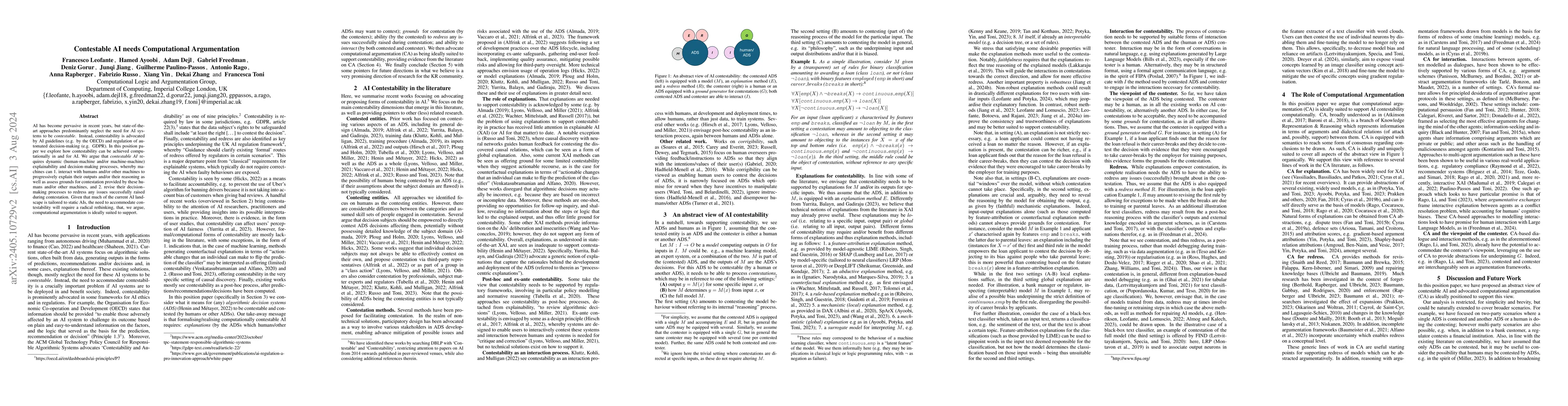 Thumbnail for Contestable AI needs Computational Argumentation
